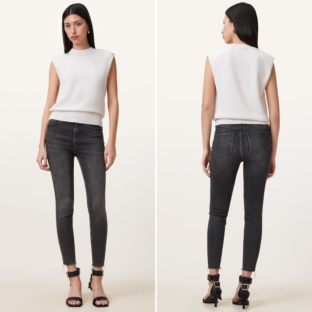 All Saints Designer Black High Rise Skinny Jeans Women’s Size 30